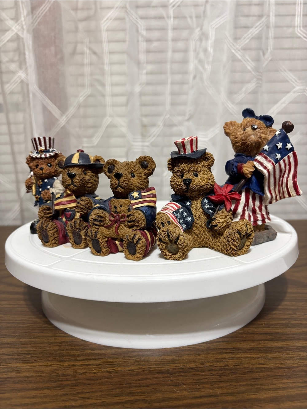 Patriotic Bear Figurine Set - Red, White & Blue Home Accent Young’s 3.5 to 4” H